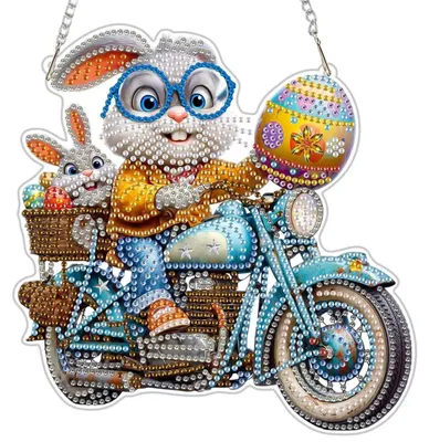 Produktbild von Diamond Painting Anhänger Osterhase Bastelset Fensterdeko Hängend Ornament Kinder Erwachsene