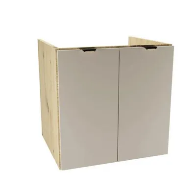 Zdjęcie produktu dla WENA Szafka pod umywalkę z drzwiczkami 60 cm bez blatu, gładkie fronty, metalowe uchwyty w kolorze złotym Orio (kolor: Kaszmir/Dąb)