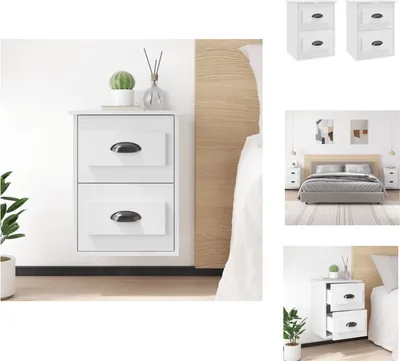 Image de vidaXL Tables de chevet murales 2 pcs. Blanc 41,5x36x53 cm - Tables de chevet