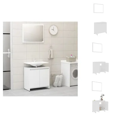 Produktbild von vidaXL Badmöbel-Set Weiß Holzwerkstoff -  Badezimmermöbel-Sets
