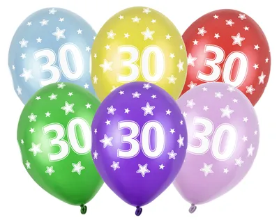 Immagine prodotto di 6 palloncini numero 30 compleanno colorato