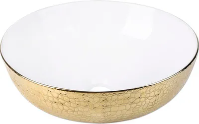 Produktbild von Differnz Aufsatzwaschbecken Snake 40 x 40 cm gold weiß 38.010.38