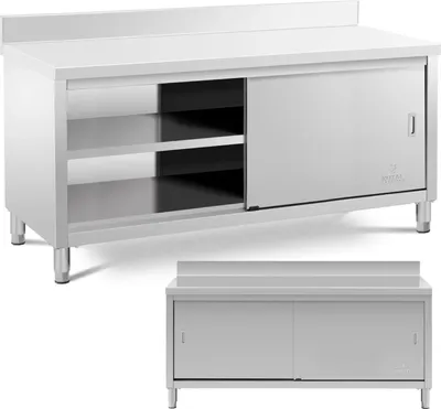 Zdjęcie produktu dla Stół Blat Roboczy Przyścienny Z Szafką Rantem Drzwi Suwane 180 X 70 X 97 Cm