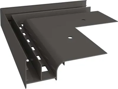Zdjęcie produktu dla Renoplast Profil okapowy aluminiowy W20, Do posadzki wentylowanej na tarasy i balkony, Kąt zewnętrzny 90°, Grafit