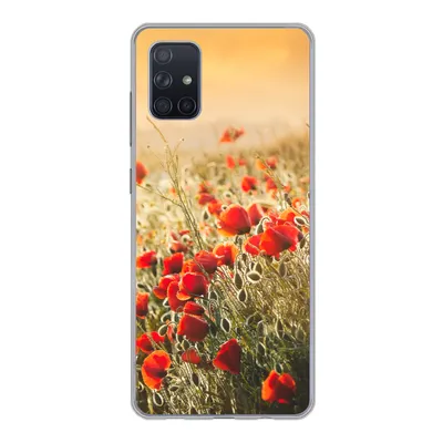 Produktbild von MuchoWow® Handyhülle Schutzhülle Hülle für Samsung Galaxy A71 Sonnenstrahlen über einem Mohnblumenstrauß Silikon Softcase Handy Hülle - Kartenbesitzer