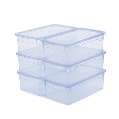 Productafbeelding van Rotho opbergbox met deksel, 6 x 5 liter, stapelbaar, transparant, blauw