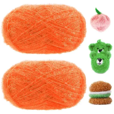 Image de Éponge synthétique pailletée, 200g (2x100g), couleur orange, idéale pour les chiffons de nettoyage et les éponges de bain