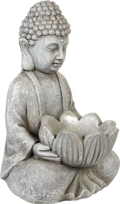 Zdjęcie produktu dla BELIANI Figurka dekoracyjna płyta MgO 44 cm szara ozdoba budda dom ogród