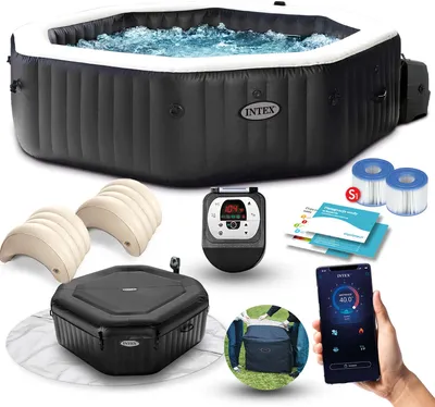 Image de Spa gonflable Jacuzzi avec hydromassage 218 x 71 cm 6 personnes INTEX 28462