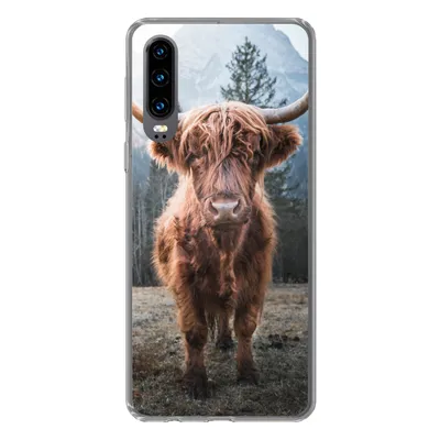 Produktbild von MuchoWow® Handyhülle Schutzhülle Hülle für Huawei P30 Schottischer Hochländer - Kuh - Tiere - Berg - Natur Silikon Softcase Handy Hülle - Kartenbesitzer