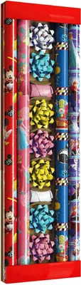 Produktbild von Disney Geschenkpapier - Set für Kinder - Cars, Mickey Mouse, Prinzessinnen & Die Eiskönigin – 4 Rollen Geschenkpapier mit Schleifen und Bändern – Komplettes Verpackungsset