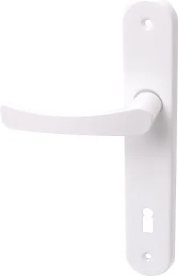 Produktbild von Aqbau® Türdrückerset Langschild Weiß | Türdrücker | Türklinke | Türgriffe | Türbeschlag (BB Buntbart)