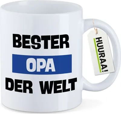 Produktbild von Huuraa Kaffeetasse Bester Opa der Welt 330ml Weiß Keramik Kaffeebecher Geschenkidee