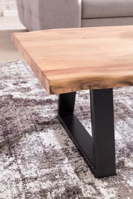 Produktbild von WOHNLING Couchtisch GAYA aus Massivholz Akazie Baumstamm Wohnzimmertisch 115 x 40 x 60 cm Beistelltisch im Landhausstil