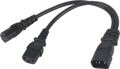 Image de IEC320 C14 vers 2 x C13 femelle, câble d'alimentation splitter en Y, 1 entrée, 2500 W, 10 A, câble de rallonge pour écrans LCD