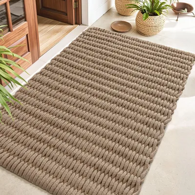 Obrázok produktu pre Podlahová rohož z juty, 80 x 120 cm, vodeodolná, protišmyková, hnedá