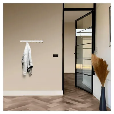 Produktbild von Wandgarderobe - 62CM - 16 Haken - Kleiderhaken - Garderobe weiß - Wandmontage - Edelstahl - Weiß