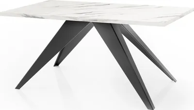 Obrázok produktu pre Jedálenský stôl Vance v modernom štýle, Obdĺžnikový stôl v bielom mramorovom vzhľade - Rozšíriteľný od 140 cm do 240 cm, Kovové nohy potiahnuté práškovou farbou - 140 x 80 cm - Mramor biely