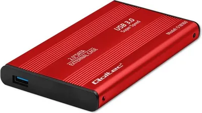 Imagen del producto de Qoltec 51860, carcasa para disco duro/SSD, 2.5", Serial ATA III, 5 Gbit/s, conexión USB, color rojo