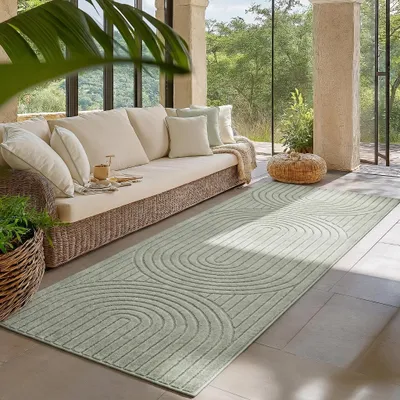 Zdjęcie produktu dla Homebyhome Dywan Zewn?trzny Nowoczesny Boho Design Efekt 3D Odporny na UV Idealny na Taras do Salonu i Kuchni, Rozmiar: 80x250 cm