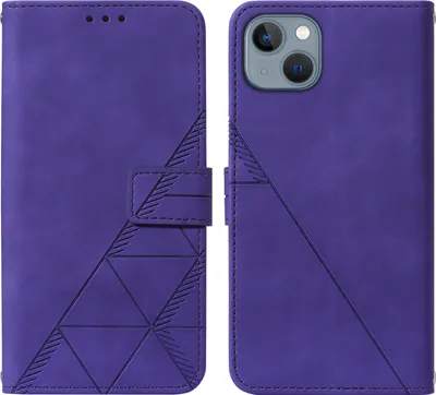 Obrázek produktu pro Flipové kožené pouzdro pro iPhone 13 Mini peněženkový design pouzdro s embosováním, držákem karet a stojánkem Fialová