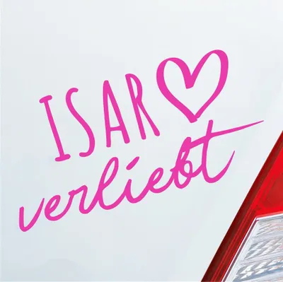 Produktbild von Auto Aufkleber Isar verliebt Herz Fluss River Wasser Water Liebe Car 19x10 cm Pink Sticker Heckscheibenaufkleber