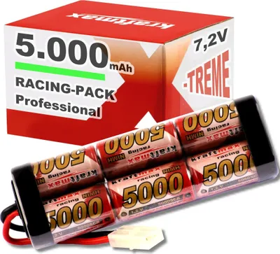 Produktbild von Kraftmax Akku Racing-Pack mit Tamiya Stecker - 7,2V / 5000mAh / NiMH Akku / Hochleistungs RC Akkupack 5000 mah