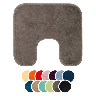 Produktbild von liebling Badteppich mit Bügelausschnitt, 100% Polyester, Anti-Rutsch Beschichtung, Serie Santos, 50 x 45 cm, 1500 g/m², 30 Grad waschbar, taupe