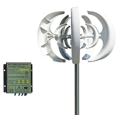 Zdjęcie produktu dla Pionowa turbina wiatrowa, wysoka wydajność, trwała konstrukcja, bezpłatny regulator MPPT, 1000 W, 24 V