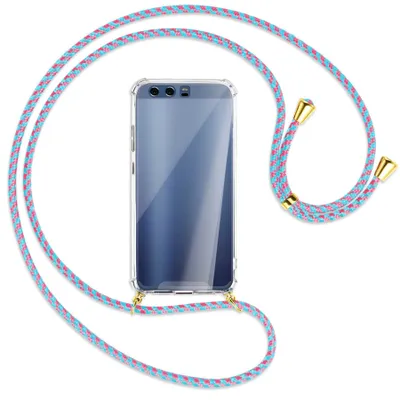 Produktbild von Handykette Backcover-Schutzhülle mit Band (Metall goldfarben) für Huawei P10 - pink/mint