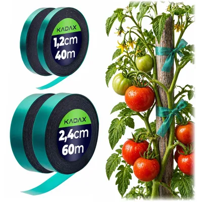 Obrázok produktu pre KADAX viazacie pásky na rastliny, sada 4 ks v 2 veľkostiach – 12 mm x 40 m a 24 mm x 60 m – pružná viazacia páska na bezpečné upevnenie rastlín, viazacia páska na rastliny (zelená)