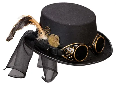Produktbild von Steampunk Kostüm Zylinder mit Fliegerbrille als Verkleidungs Accessoire für Endzeit Kostüme