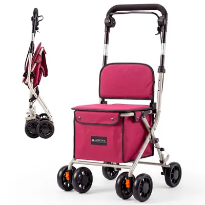 Produktbild von Rollator Mit großer einkaufstasche und sitz Mobiclinic Einkaufstrolley mit Sitz Mit korb 21L Klappbarer Coliseo Einkaufswagen 4 Rädern Stahl Einkaufsr