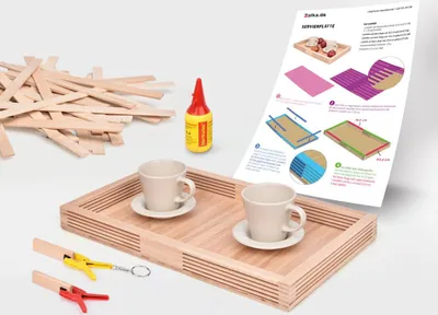 Image de Plateau de service en bâtonnets de bois de hêtre | Kit de bricolage complet