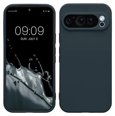 Produktbild von kwmobile Handyhülle für Google Pixel 9 Pro Hülle - weiches Handy Silikon Case - Schutzhülle Cover - Dunkler Schiefer