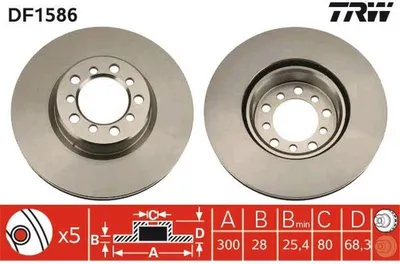 Immagine prodotto di 2x TRW DF1586 Disco freno asse anteriore