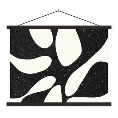 Produktbild von MuchoWow® Textilposter Pflanze - Schwarz - Minimalismus 40x30 cm mit schwarzem Rahmen - Dekorationen