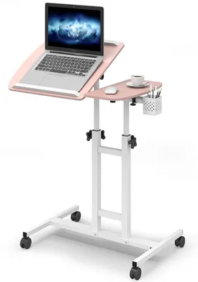 Produktbild von Höhenverstellbarer mobiler ergonomischer Laptop-Tisch für unterwegs Rosa 64x40x58-89 cm