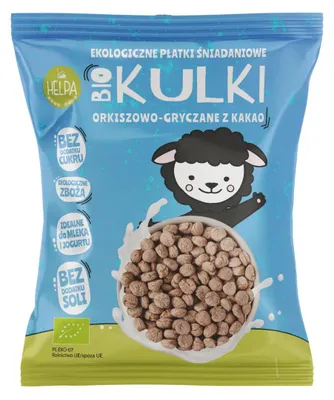 KULKI ORKISZOWO - GRYCZANE Z KAKAO BEZ DODATKU CUKRÓW BIO 160 g - HELPA