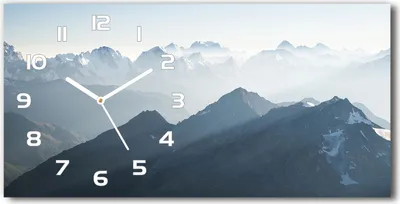 Produktbild von Wanduhr aus Glas – 60x30 cm - Glasbild - Glasuhr - Gehärtetes Glas - weisse-zeiger - Berggipfel