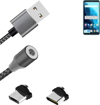 Produktbild von K-S-Trade Hochwertiges Magnet-Lade-kabel Sync-Kabel Daten-Kabel für Cubot Note 9 mit USB-Typ-C-Anschluss und Micro-USB-Anschluss 2A bis zu 480mbps