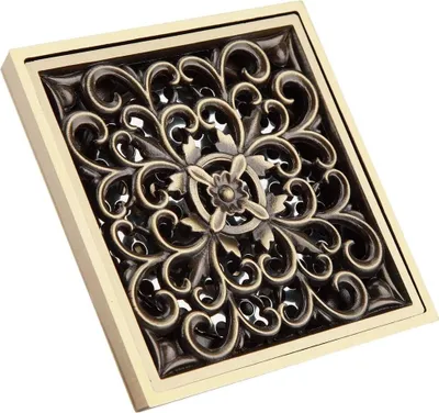 Obrázek produktu pro podlahový sifon 10 cm ze starožitné mosazi, odtokový rošt do kuchyně, koupelny, WC, prádelny, zahrady a venkovních prostor (#1)