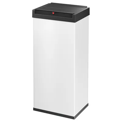 Produktbild von Hailo Big-Box Swing XL Mülleimer - 1 x 52 Liter - selbstschließender Schwingdeckel - Stahlblech - Müllbeutel-Klemmrahmen - Mülleimer Küche rechteckig - Abfalleimer  Germany - weiß