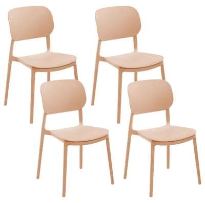 Produktbild von BELIANI Gartenstuhl 4er Set Sandbeige Kunststoff Stapelbar mit Lehne ohne Armlehnen Modern Outdoor Balkon Terrasse Garten Kunststoffstuhl Plastikstuhl