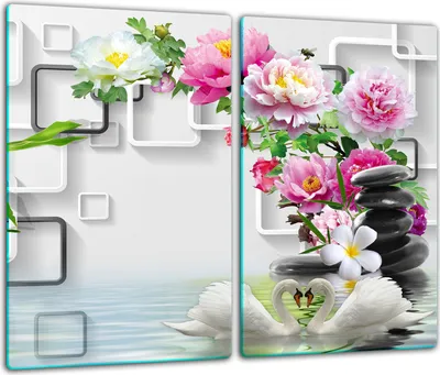 Obrázek produktu pro Kryt varné desky Skleněný kryt varné desky Splashback 60x52cm Flower