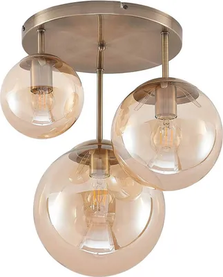 Produktbild von Lindby Deckenleuchte Teeja, amber, 3-flg., Ø47cm, Glas, E27