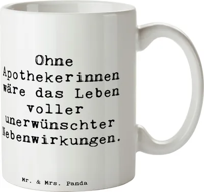Produktbild von Mr. & Mrs. Panda Kaffeebecher Spruch Apothekerin Nebenwirkung - Weiß - Geschenk, Beratung, Teetasse, Trinkbecher, Berufsleben, Becher, Beruf, Tasse mit, Gesundheit