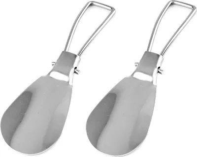 Produktbild von 2 Stück Edelstahl Reise Schuhlöffel Set Klappbar klein flach für Handtasche Taschen Schuhanzieher Outdoor Camping Schuhanziehhilfe Metall