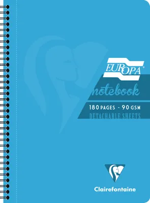 Produktbild von Clairefontaine 5x Spiralbuch A4, 90 Blatt liniert mit Rand Türkis 5802Z
