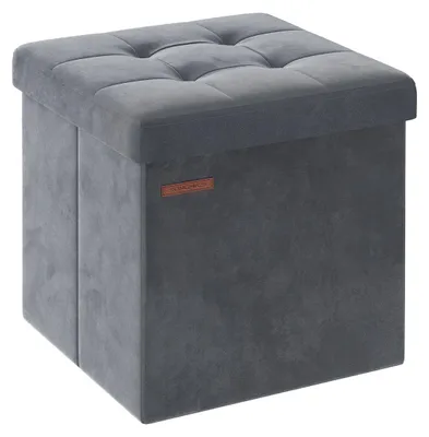 Produktbild von Samt-Aufbewahrungsbank – Fußhocker – MDF – 43 l – 38 x 38 x 38 cm